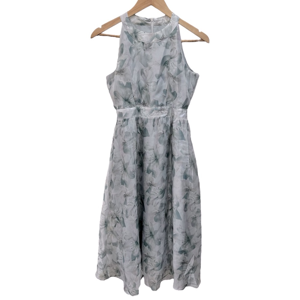 Dazy Bluish Grey Leaf Print Dress NWT - Size Small